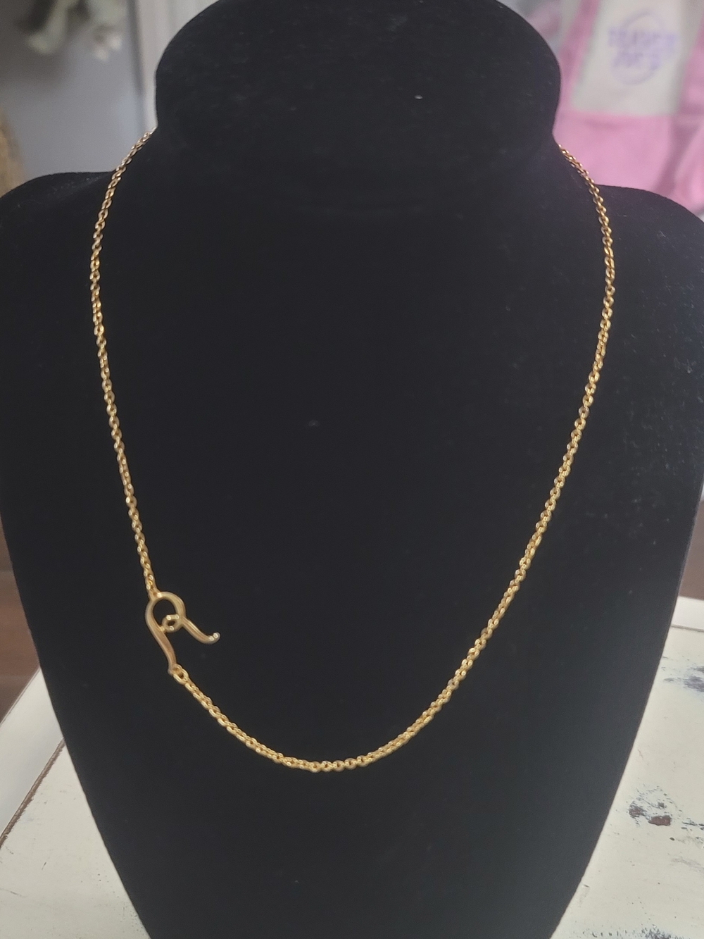 Initial 'R' Classic Gold Rope Chain Necklace with Hook Clasp New
